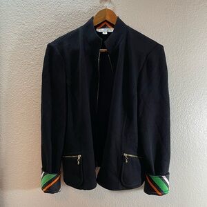 Vintage St. John Silk Color Striped Lightweight Sweater Jacket Quiet Luxury